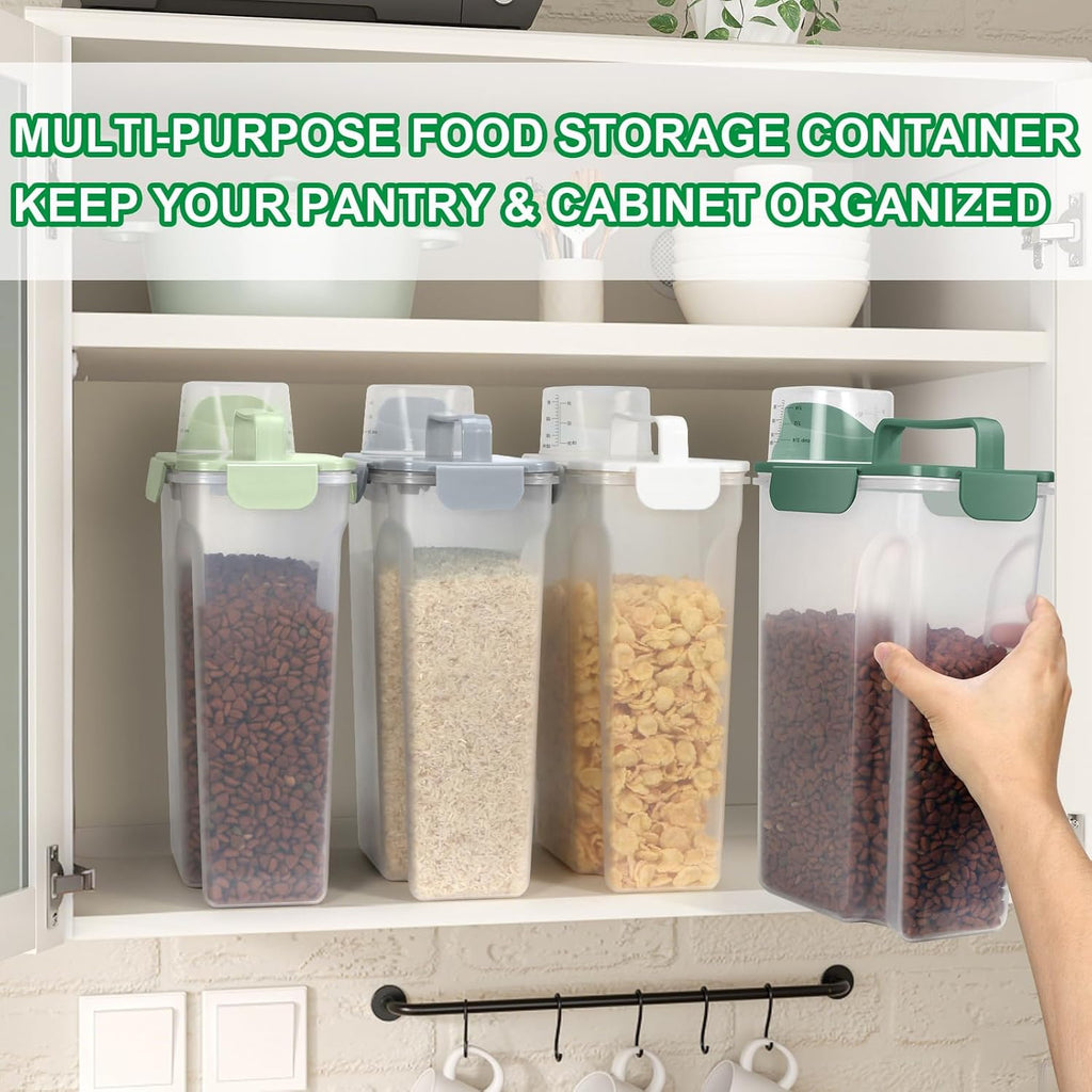 Cat Dog Food Storage Container 5 to 7 Lbs, Secondary Pet Food Storage Container beyond a Large Dog Food Bin for Daily Use, Easy-Pouring Bird Seed Dispenser, Travel Kibble Holder -Bottle Green