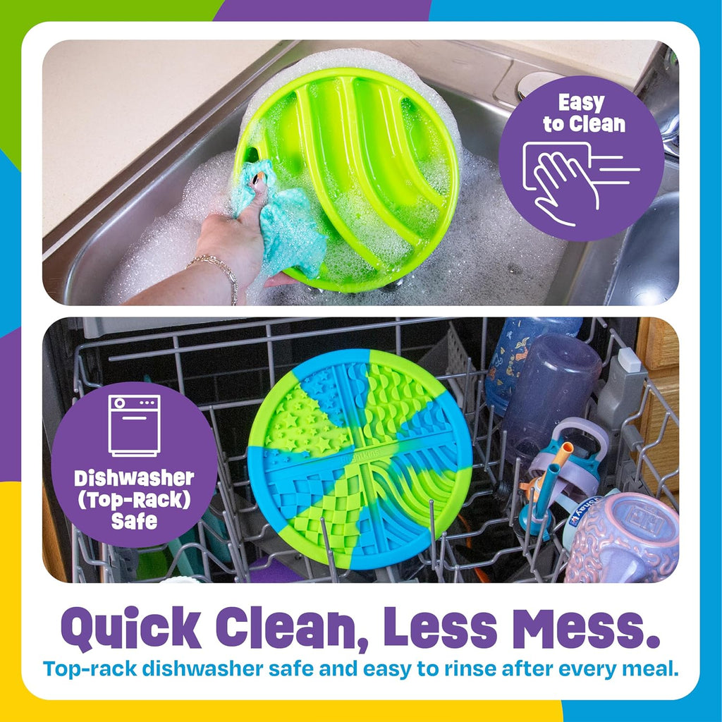 Circle 2-In-1 Slow Feeder Bowl and Lick Mat - Slow Feeder Dog Bowls, Dog Bowls for Fast Eaters, Interactive Puppy Bowl, Cat Food Puzzle, Puzzle for Dogs, Pet Dishwasher Safe Lick Mat