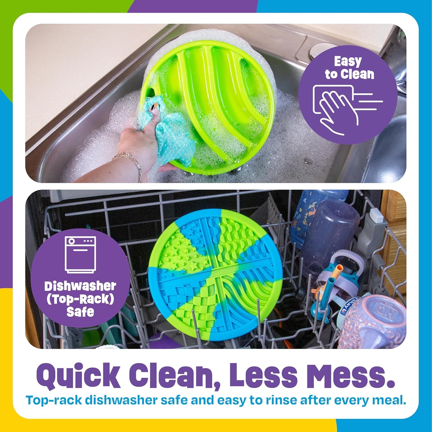 Circle 2-In-1 Slow Feeder Bowl and Lick Mat - Slow Feeder Dog Bowls, Dog Bowls for Fast Eaters, Interactive Puppy Bowl, Cat Food Puzzle, Puzzle for Dogs, Pet Dishwasher Safe Lick Mat
